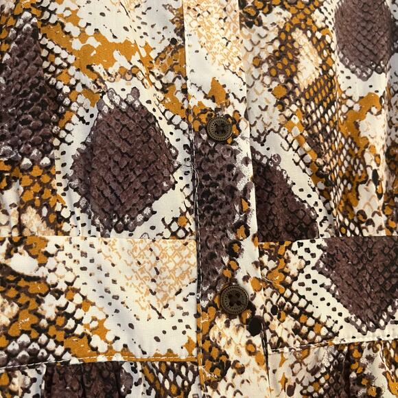 NWT Anthropologie Maeve Snake Print Maxi Dress Size 12 Brown Tan Button Front - Picture 6 of 15